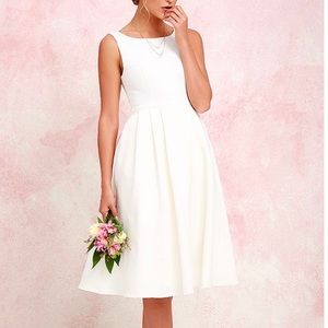 Lulu’s Ambitious Beauty Ivory Midi Dress Medium